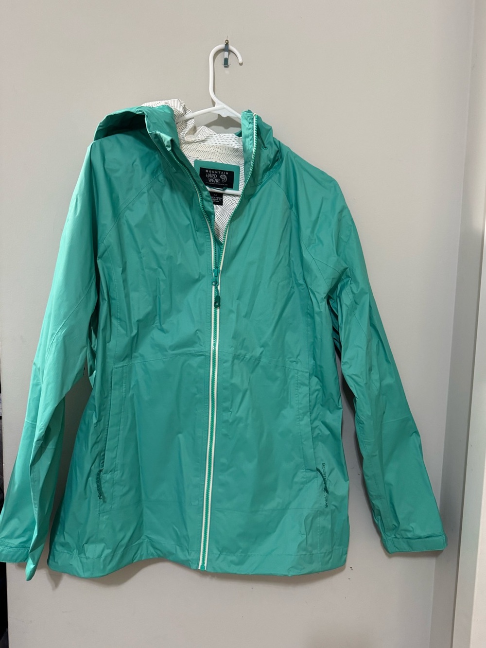 Mountain hardwear Lightweight Teal Hooded Rain Jacket